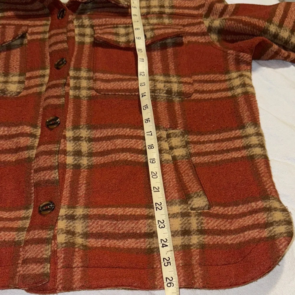 Maurices Rust and Beige Plaid Utility Jacket - Picture 6 of 8